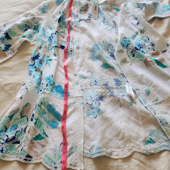 Chicos Open Front Embroidered Floral Bohi Kimono Size Large - Picture 15 of 15